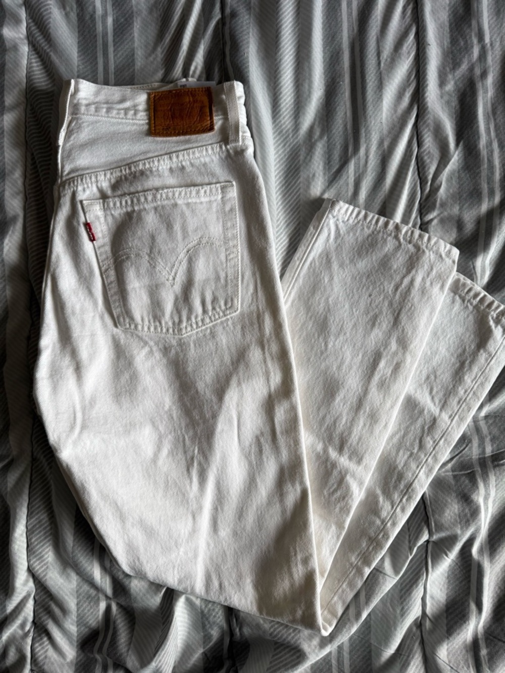 White 501 Original Distressed High Rise Levis Jeans